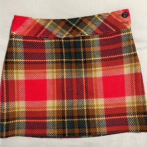 J. Crew Vibrant Plaid Mini Skirt in Red and Brown